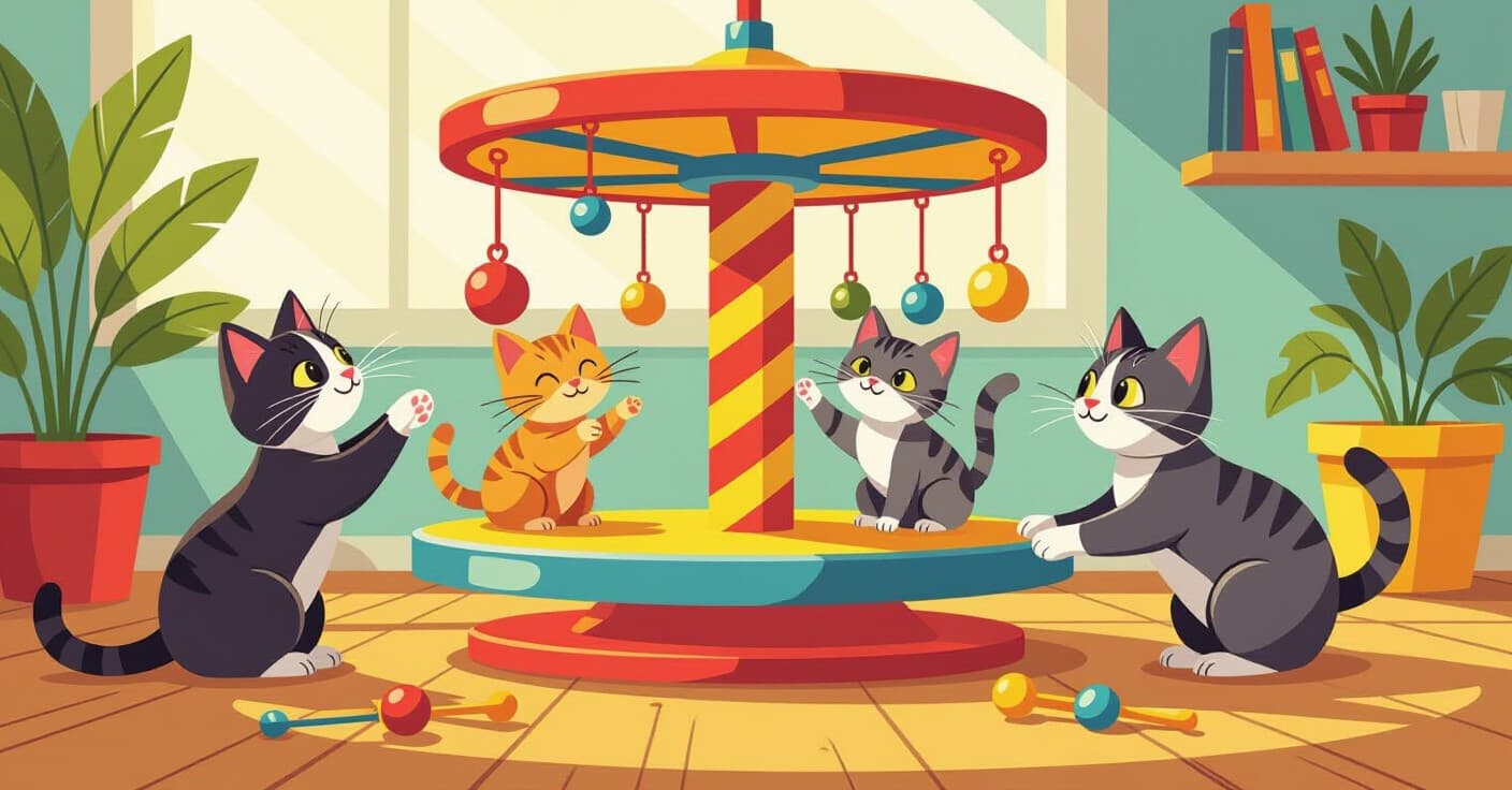 DIY猫のおもちゃカルーセル：20ドル（約2,900円）の予算で4週間ローテーションを作ろう