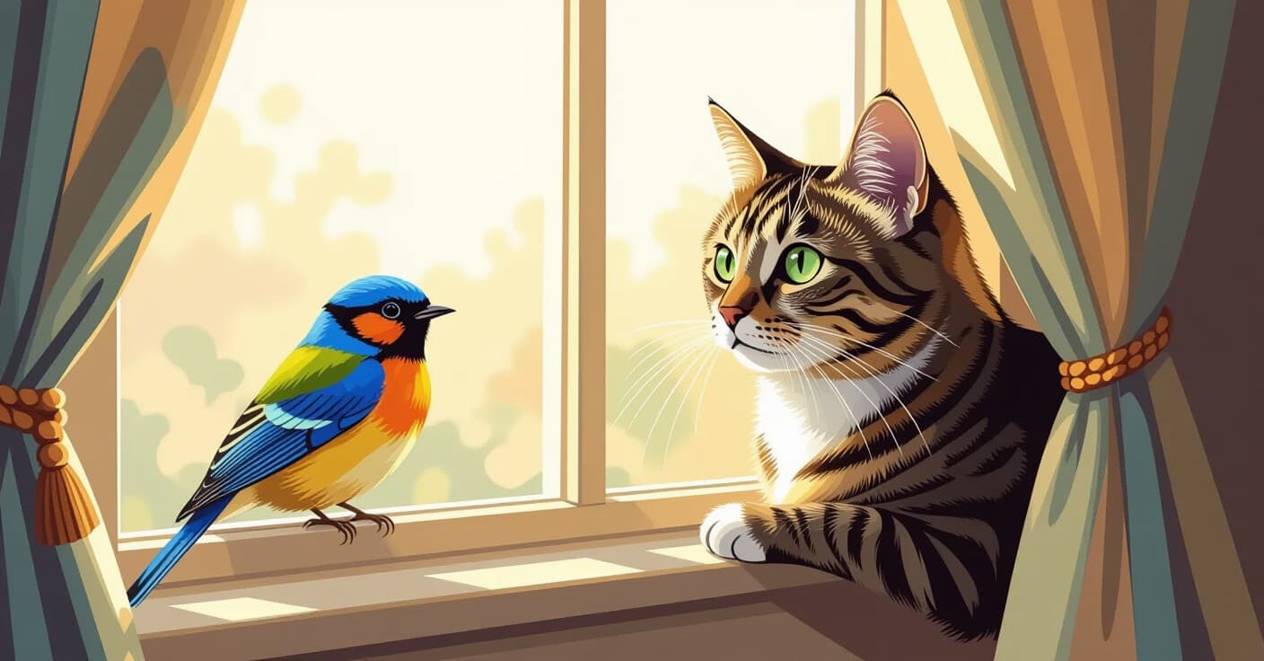 退屈から鳥ストーカーへ：室内猫のための窓辺ハンティングゲームを作ろう