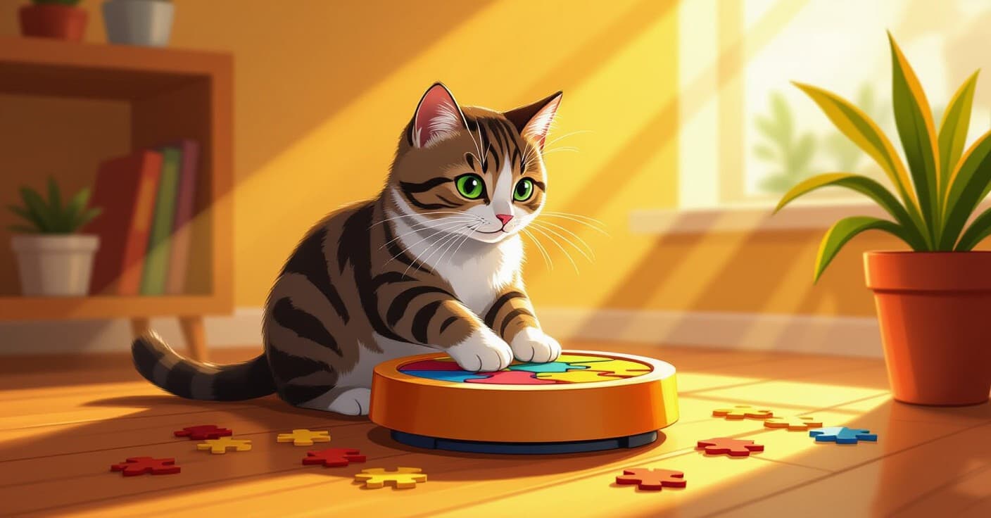 満腹から刺激へ：室内猫のためのパズルフィーダー活用術