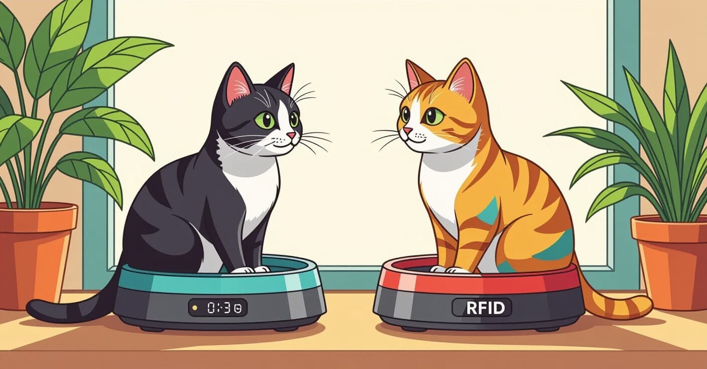 マイクロチップ vs RFID 猫用給餌器：多頭飼い家庭のための2024年購入ガイド