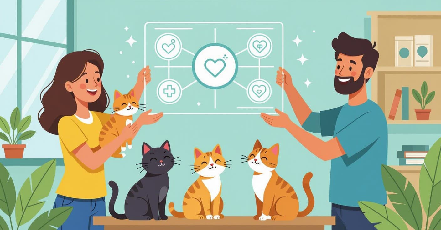 多頭飼い猫の保険割引を重ねるインタラクティブマトリックス