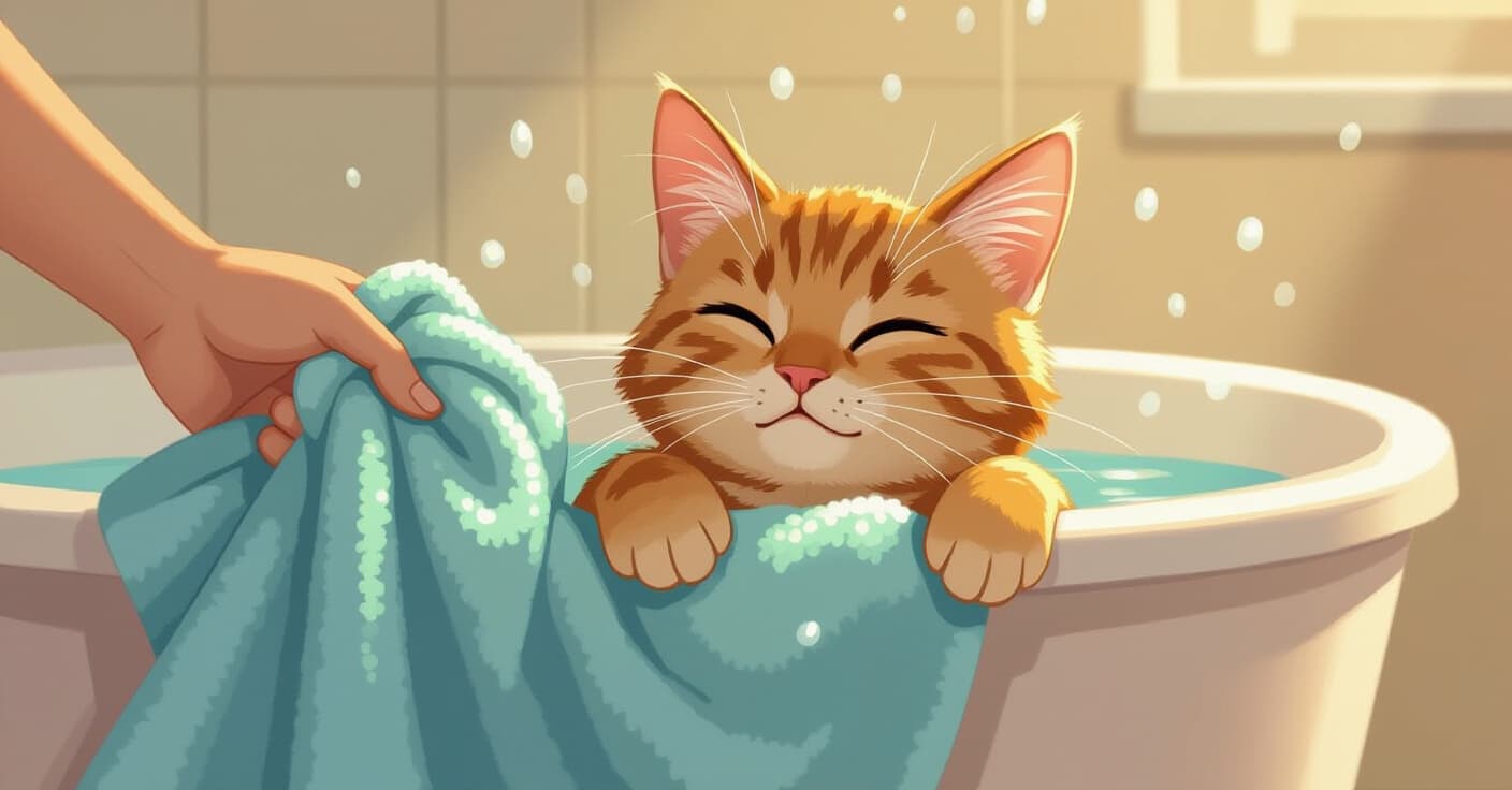 泡なしでできる猫のケア：不安な猫のためのDIY水なしバス術