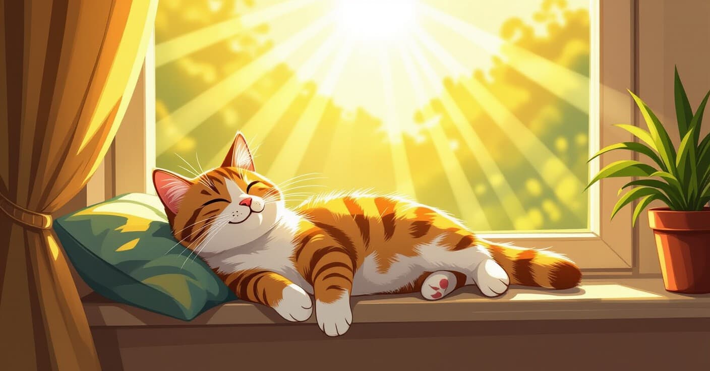 窓辺パーチの天気ハック：怠け猫のための日差し熱コントロール